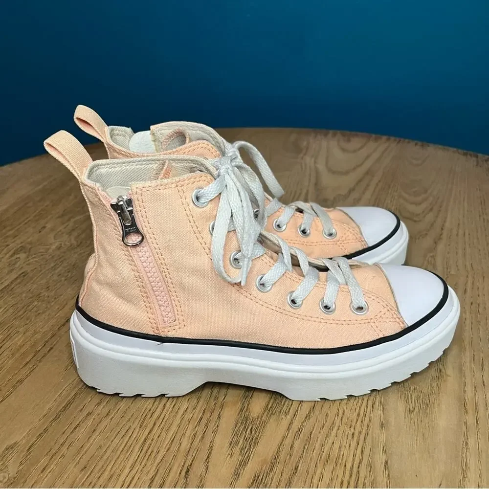 Converse Chuck Lugged Lift Hi Platform Sneaker Coral Canvas Kids 4 Women's 5.5